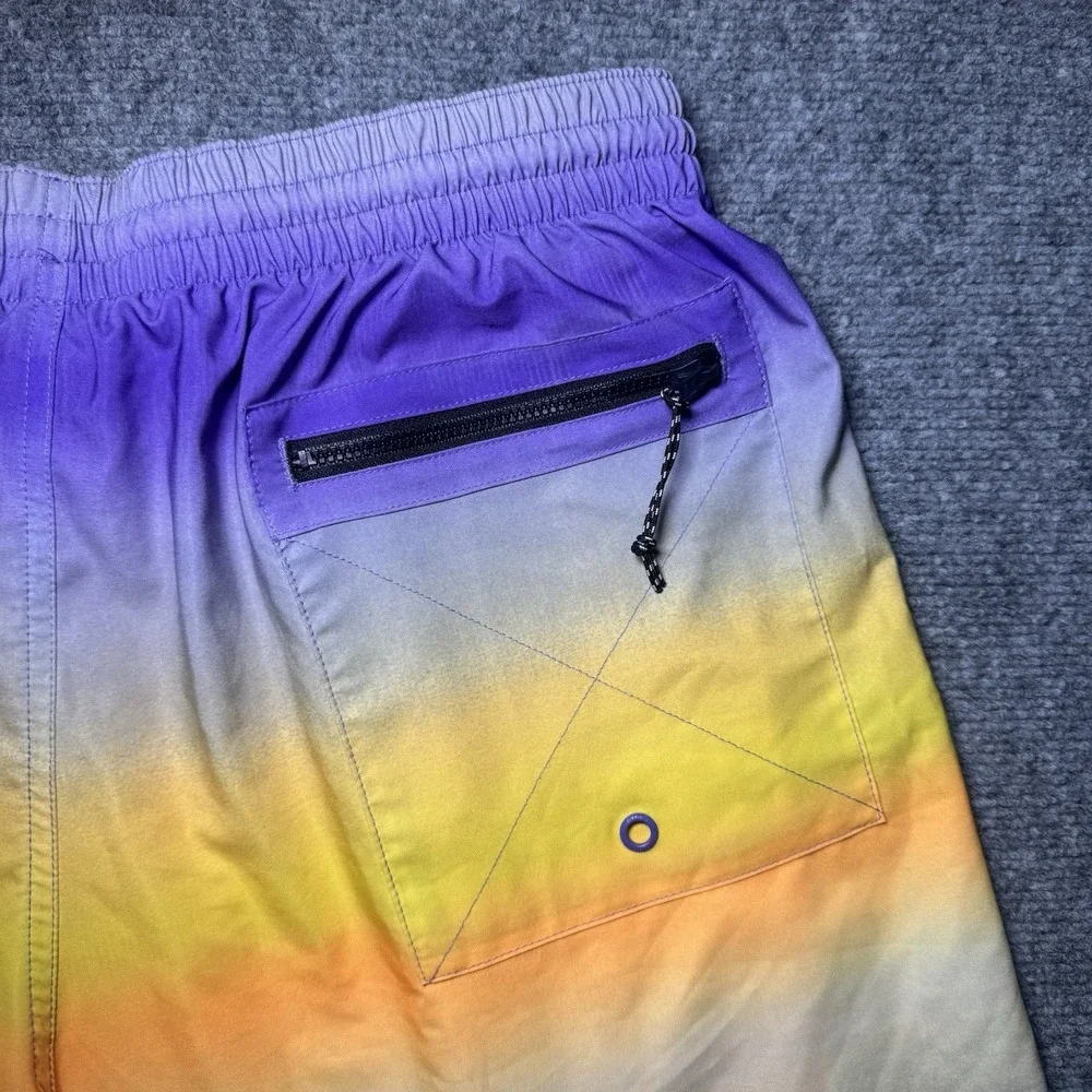 Nike Swim Athletic Shorts Horizon Stripe Purple Yellow Men Size XL Lined 717384